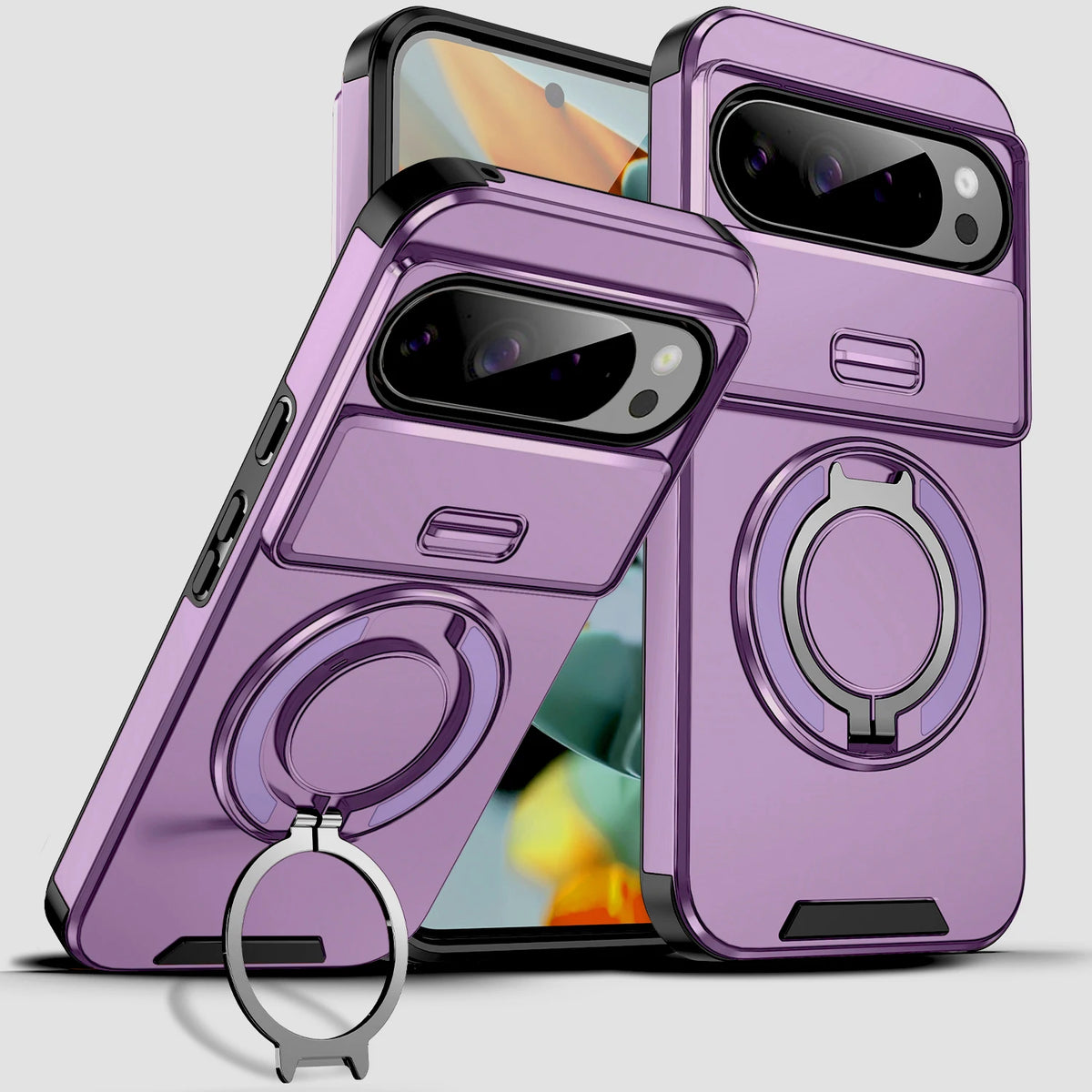 Luxury Shockproof Armor Case For Google Pixel 11 10 9 7 Pro XL 8A 9A 8Pro 11Pro Anti-fall Support Car Mount Adsorption Cover