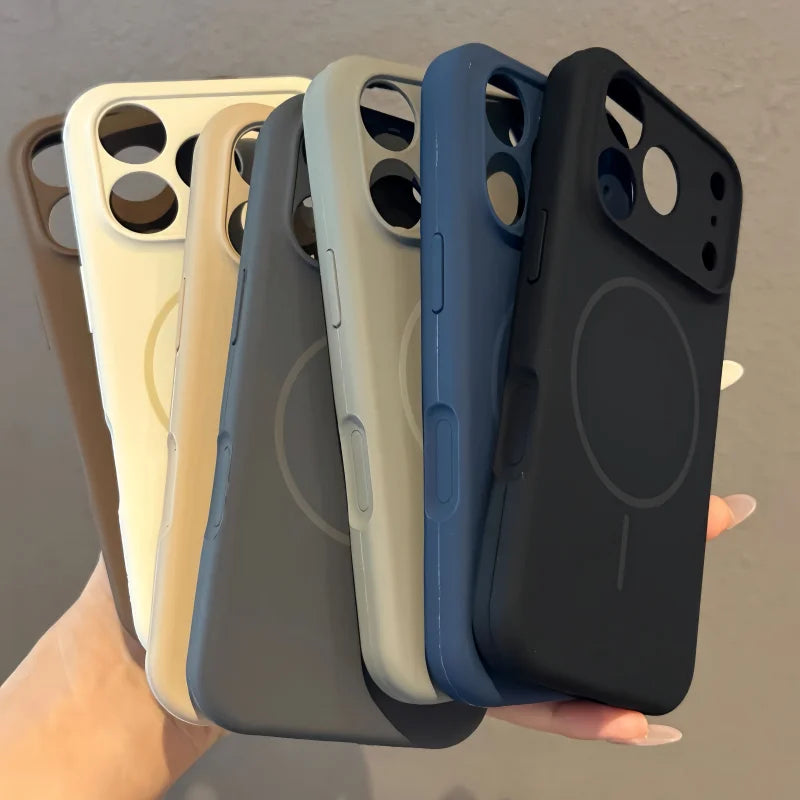 Luxury Liquid Silicone Original Case For iPhone 17 Pro Max Air 16 15 14 13 12 Plus Magsafe Shockproof Matte Soft Bumper Cover