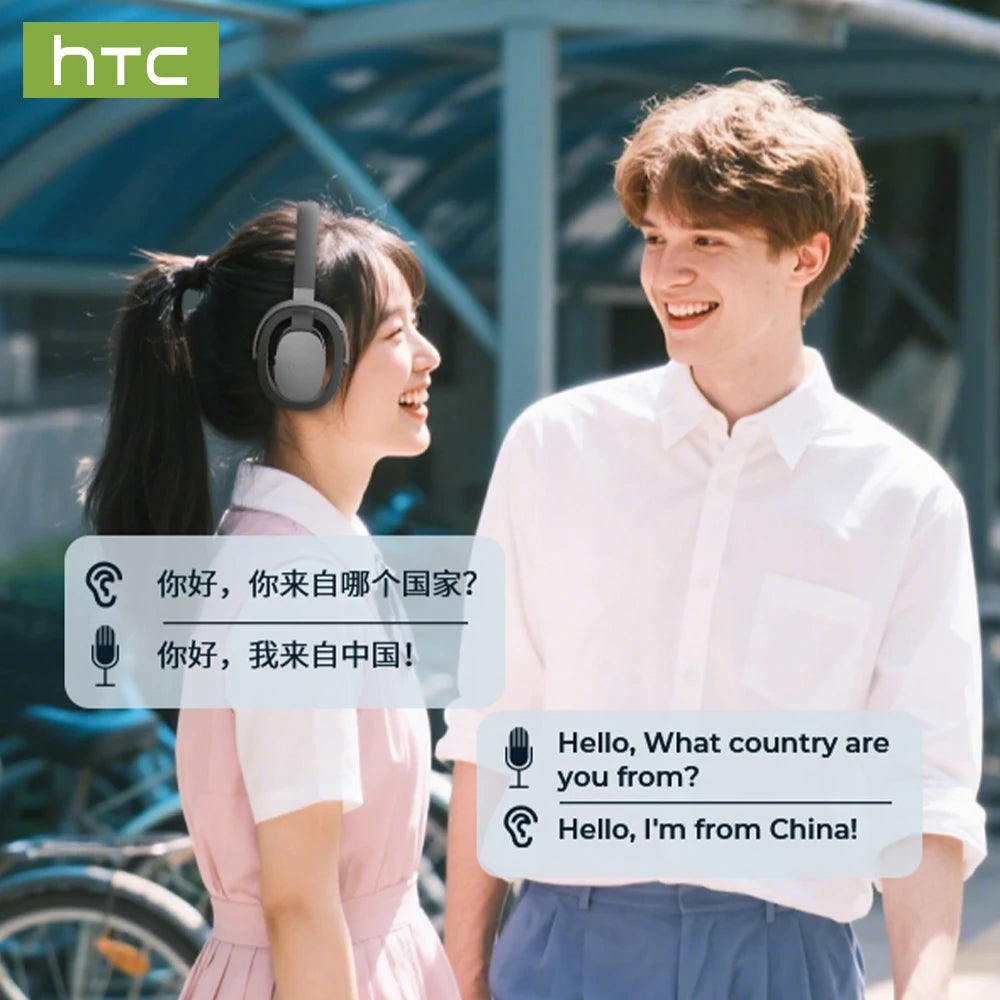 HTC HP07 Over-ear Headphones 134 Languages Translation Earphones Face-to-Face Translation Earphones Ultra-long Life Battery