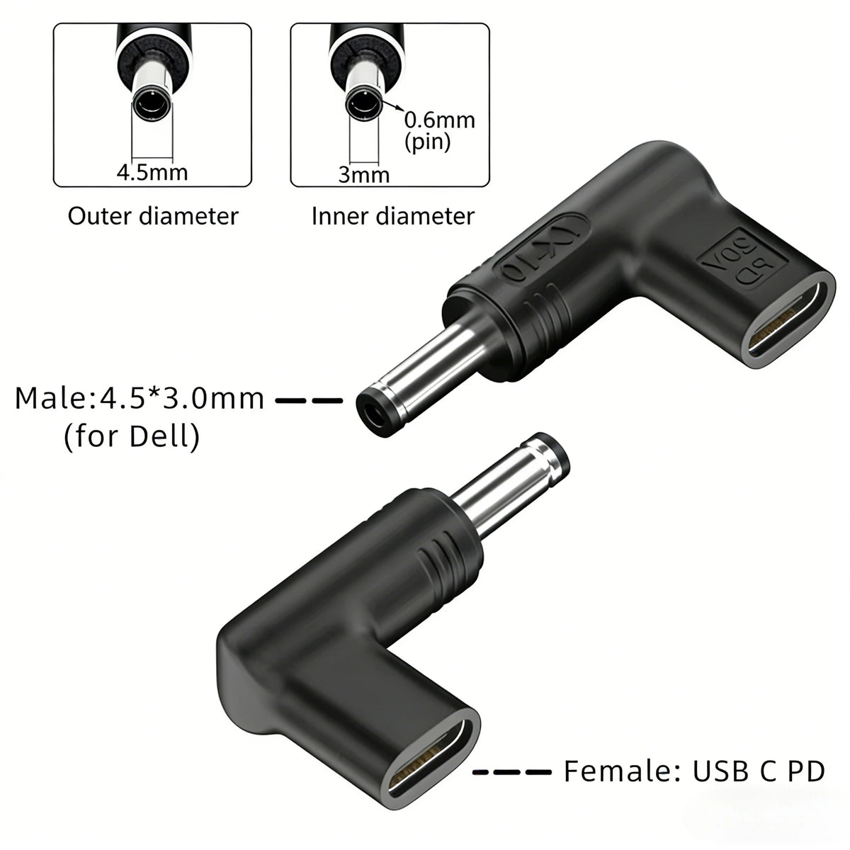 PD 100W Type C to Universal Laptop Charger Converter for Asus Lenovo Hp Dell Acer Samsung USB C Fast Charger Adapter Connector