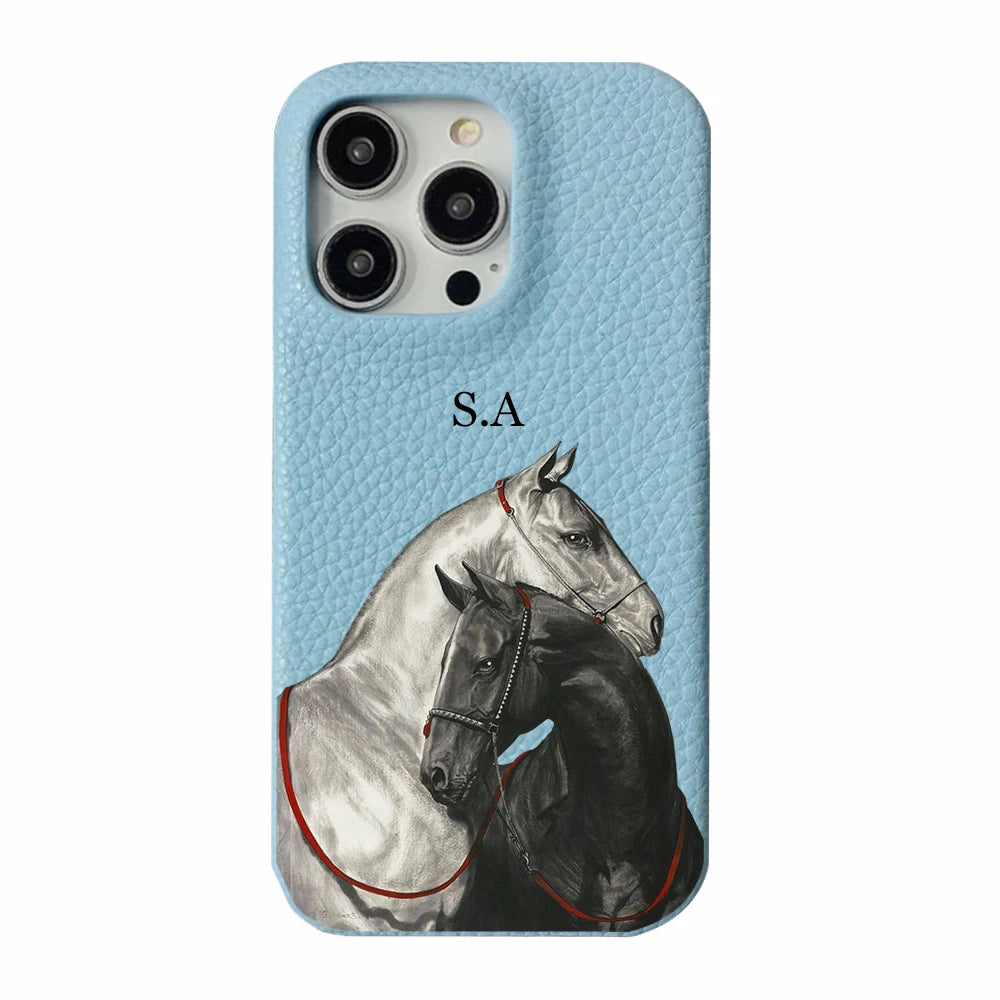 Personalise Initial Letters Leather PU Soft leather Case For Iphone 17 13 15 Pro Xs Max 12 Mini 11 XR 16 Plus Luxury Covers