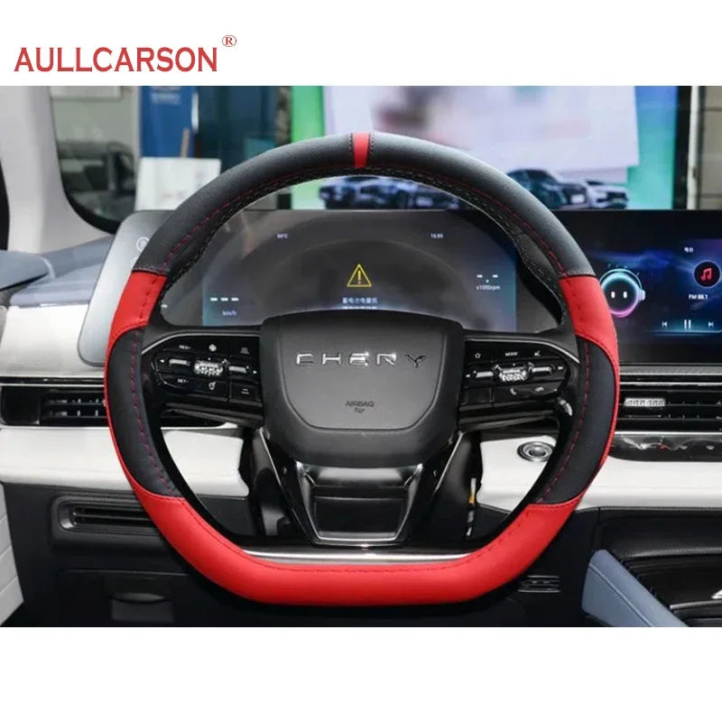 For JAECOO J7 2023 2024 Steering Wheel Cover Breathable Anti Slip PU Leather Car Accessories