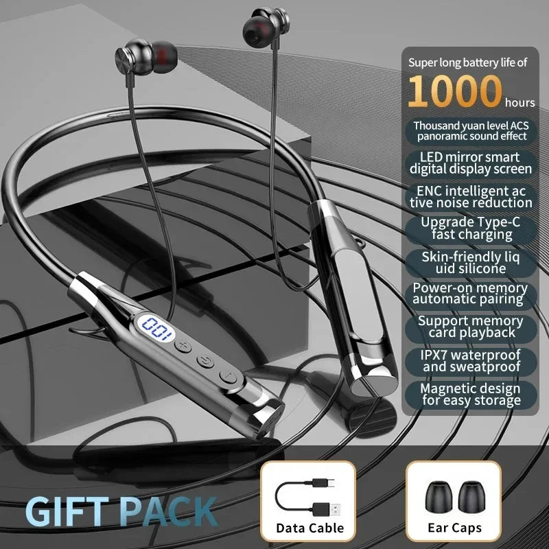 Wireless Headphones Neckband Bluetooth Earphone With Microphone Long Battery Auriculares High Quality Headset Sport For TF Card