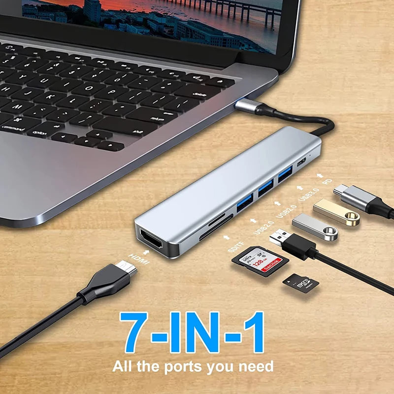 USB C Hub to 4K HDMI-Compatible SD TF USB 3.0 2.0 Type C Charging Dock for MacBook iPad Pro Samsung S21 Dex TV Projector Mouse