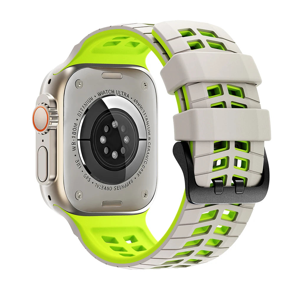 Two-tone Silicone Strap For Apple Watch Ultra 2 3 49mm Wristband For iWatch SE 5 6 7 8 9 10 11 44mm 45mm 46mm Band Bracelet