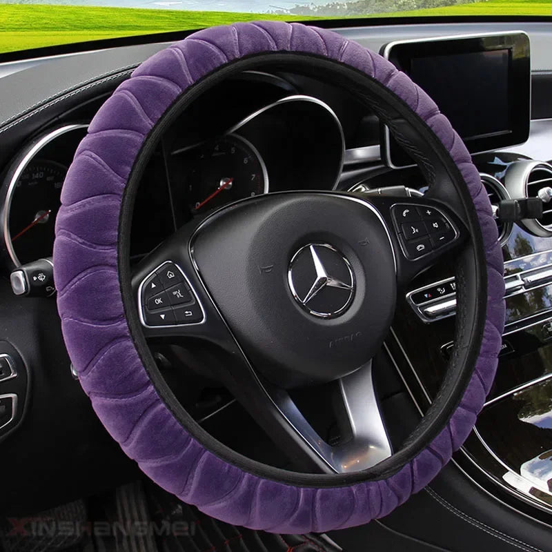 Car Steering Wheel Cover Protector Decoration Warm Super Thick Soft Plush Collar for Women Man Auto Interior Accessories