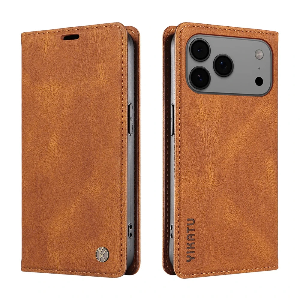 Magnetic Leather Wallet Flip Cover For Apple Iphone 17 16 16E 15 14 13 12 11 XS XR Air Plus Pro Max ProMax Mini | Premium Case