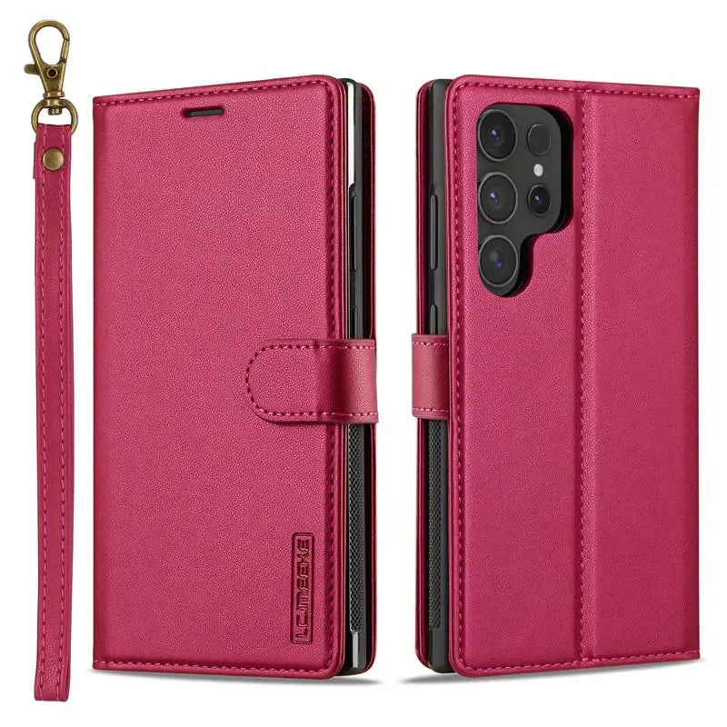 Leather Case for Samsung Galaxy S26 S25 Edge S24 Ultra S23 S22 Plus S21 FE A17 A16 A36 A56 A15 A35 A55 Magnetic Flip Wallet