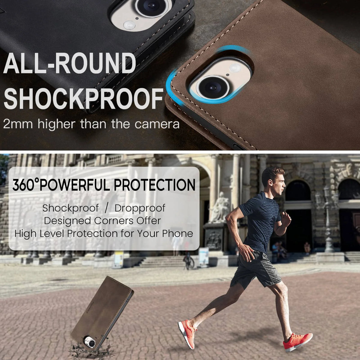 For iPhone 17e PU Leather Flip Wallet Case Magnetic Folio Cover Card Holder Credit Slots Kickstand TPU Shockproof Protective