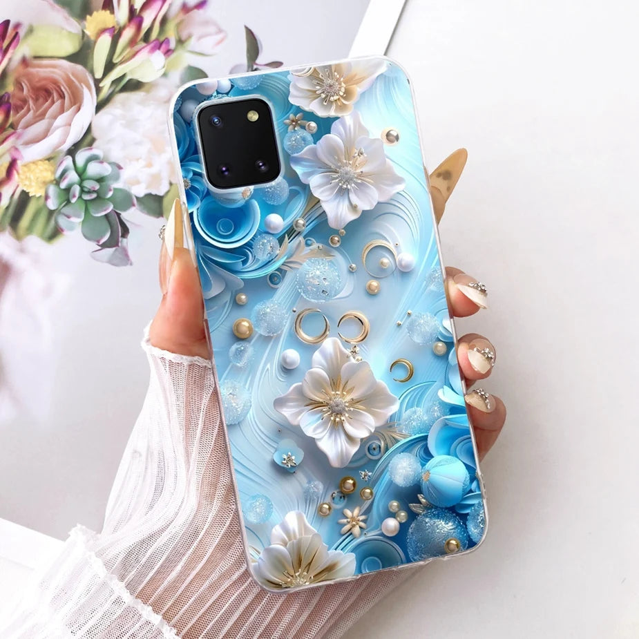For Samsung Galaxy Note 10 Lite Case SM-N770F Luxury Flowers Painted Cover Soft Silicone Case For Samsung S10 Lite SM-G770F Bags