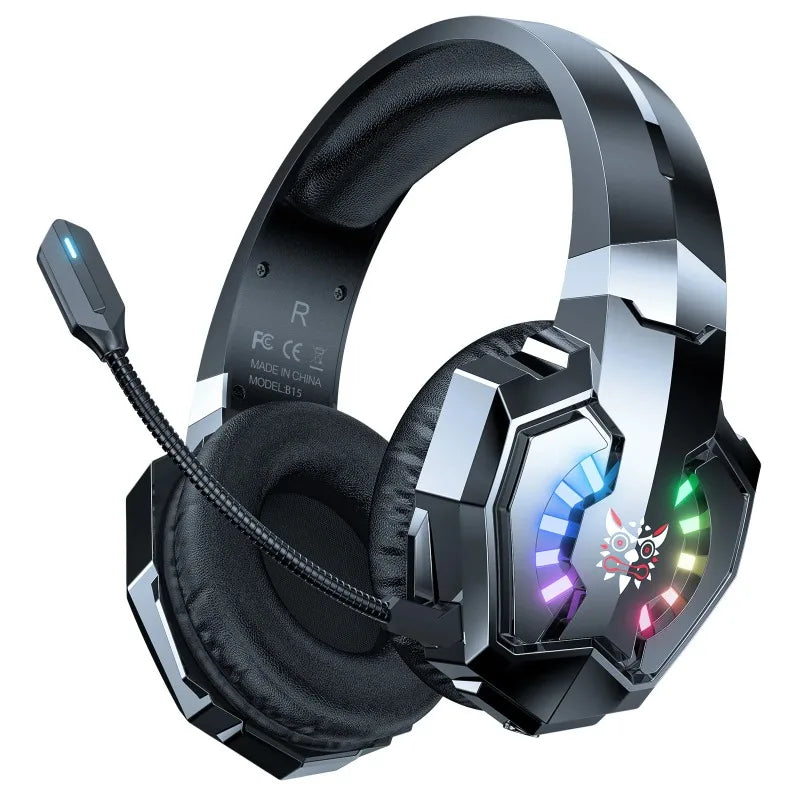 ONIKUMA B15 Gaming Headset Wireless 2.4GHz RGB Headphone With HD Microphone Stereo Sound Long Battery Life For PC Laptop Console
