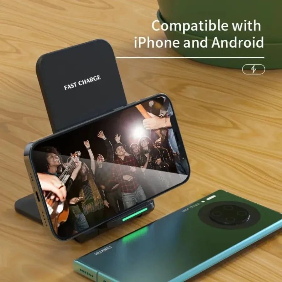 Wireless Charger Stand Pad for iPhone 17 16 15 14 13 12 Pro Samsung Xiaomi Phone Chargers Induction Fast Charging Dock Station