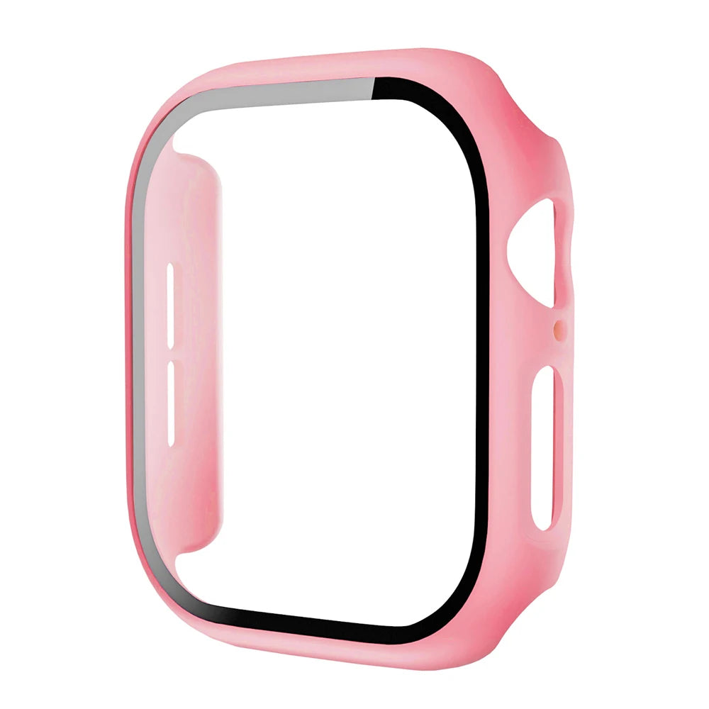 Tempered Glass+Case for Apple Watch Ultra 4 3 2 49 45 41 40 44 42 46mm PC Bumper Protector cover For iWatch 12 11 10 SE 9 8 7 6