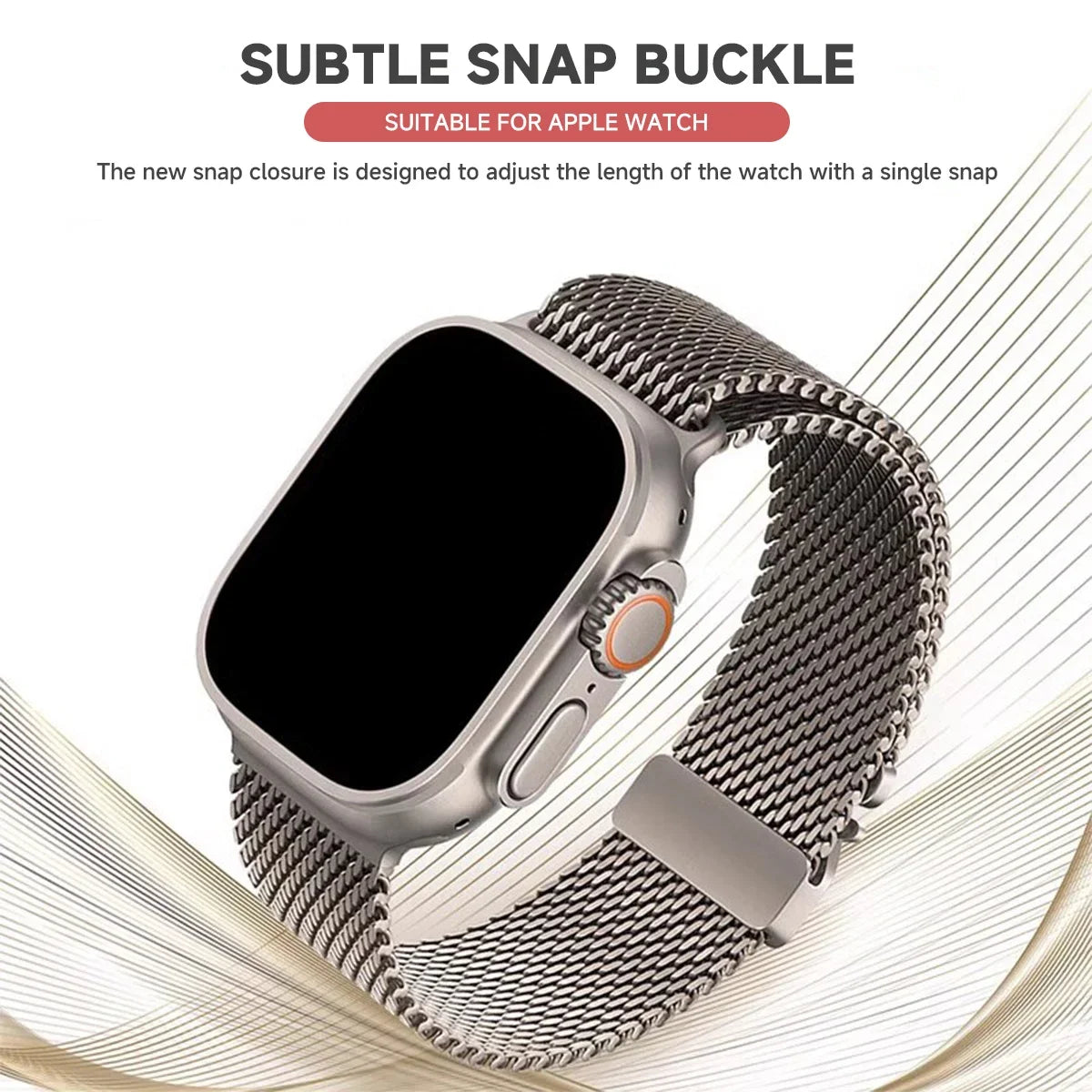 Official Titanium Milanese Loop Band for Apple Watch Bands Ultra 2/Ultra 49mm 46mm 45mm 44mm 42mm Parachute-style Strap Bracelet