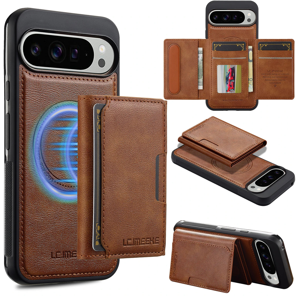 Card holder Phone Case For Google pixel 10 9 8 7 pro XL 8A 9A cover Luxury For Magesafe Magnetic Leather funda wallet cases