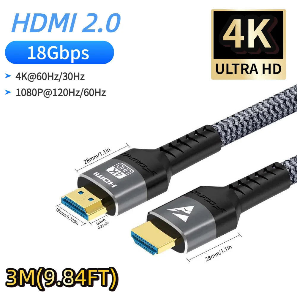 High Refresh Rate 8K@120Hz HDMI 2.2 Cable 96Gbps Supports 4K@240Hz 2K@360Hz HDR eARC for PS5 Xbox Switch TV Laptop