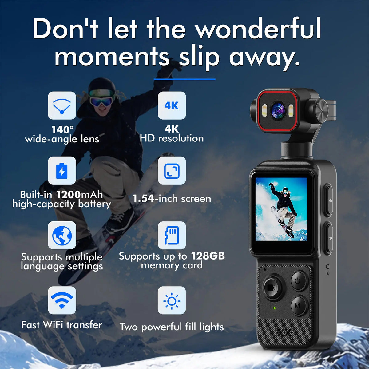 1080P WiFi Mini Camera 4K Ultra HD Action 270° Rotating Lens 140° Wide-Angle Pocket Camcorder for Outdoor Sport DV Vlog