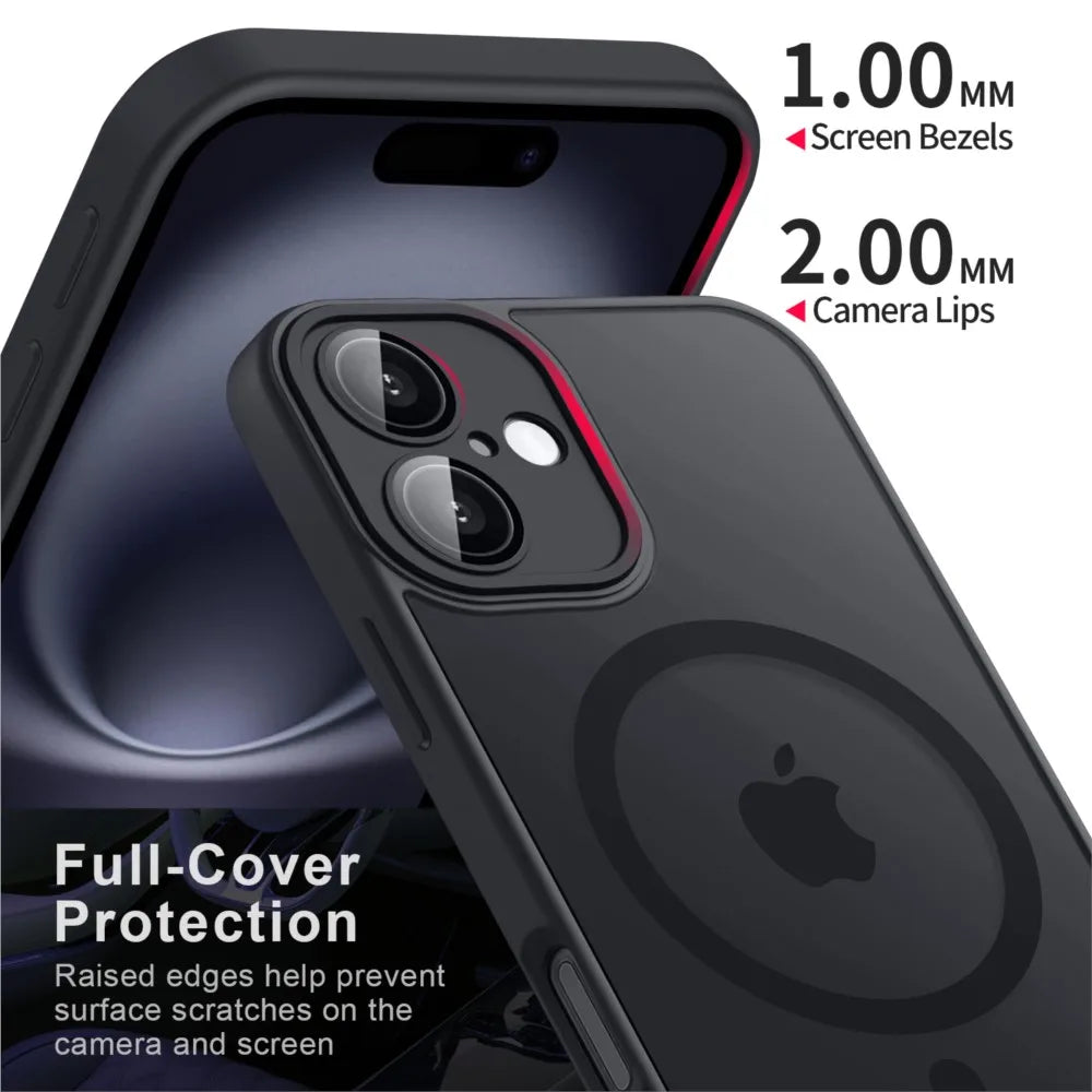 Luxury Magnetic Matte Translucent Shockproof Case For iPhone 11 12 13 14 15 16 Plus 17 Pro Max For Magsafe Wireless Charge Cover