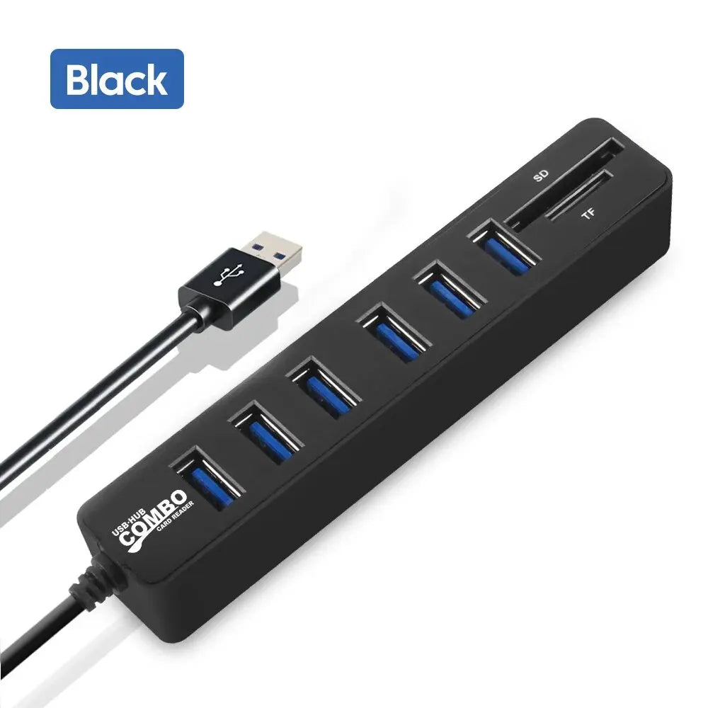USB 2.0 Multi Ports High Speed 3 6 Port Hub USB Splitter Multiple Extender TF SD Card Reader Adapter Expander for Laptop PC