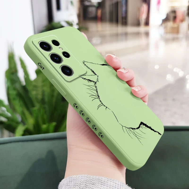 Cute Pretty Cat Phone Case For Samsung Galaxy S25FE S24 S23 S22 S21 S20 S10 S10E Ultra Plus FE Note 20 Ultra 10 Plus Cover