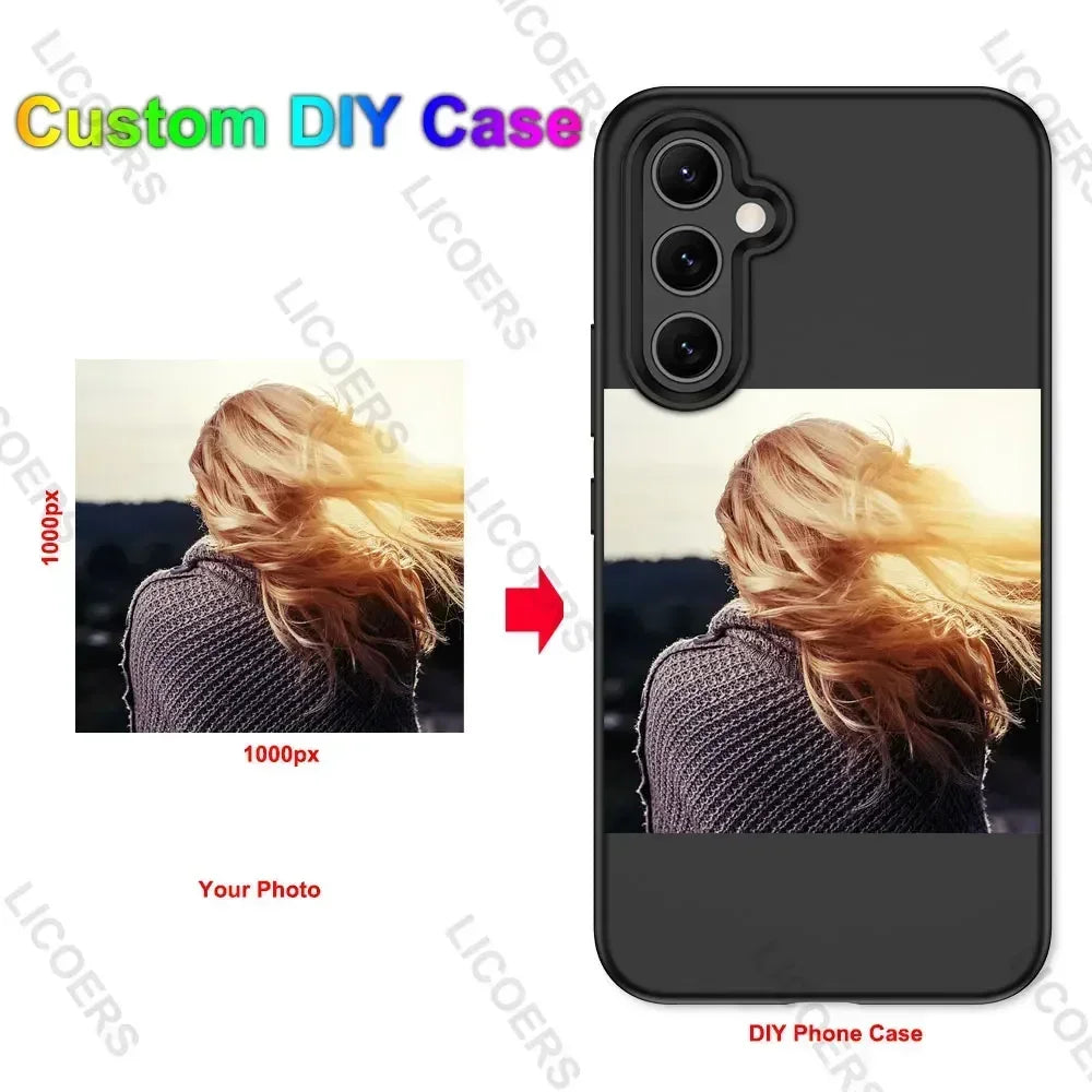 Custom Case for Samsung Galaxy S26 S25 Ultra Plus A56 A26 A36 A55 A54 A16 A15 Cover DIY Photo Name Letter Print Soft Shell Funda