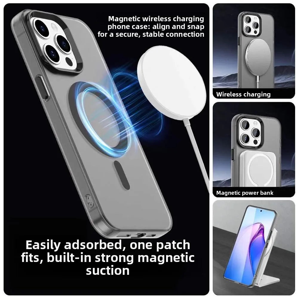 For iPhone 17e 16e Case New Fashion Frosted Transparent Candy Magnetic Anti-drop Cover For iPhone 17E Wireless Charging Funda