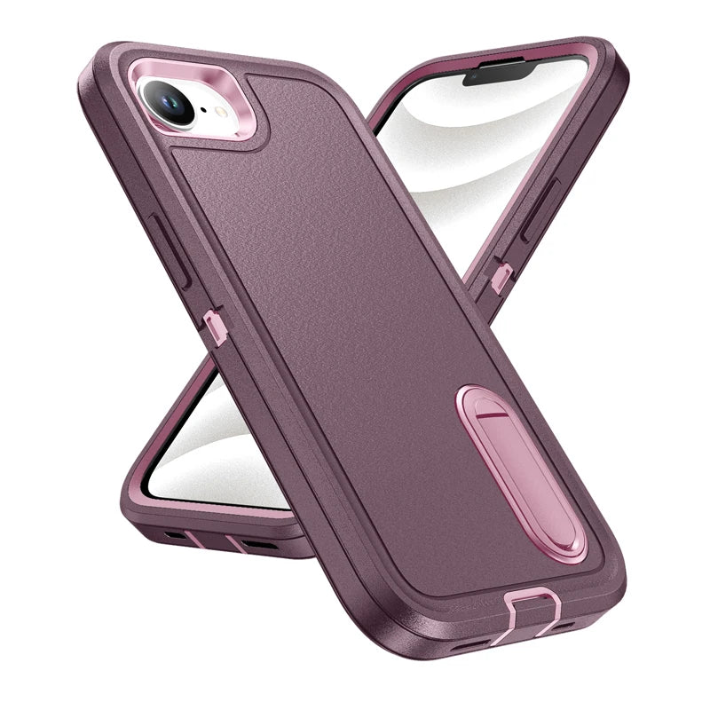 For iPhone 17E 16e Case ELVEV Luxury Soft Silicone Anti-fall + Hard PC Bumper Camera Protection Cover with Stand For 16E 17e