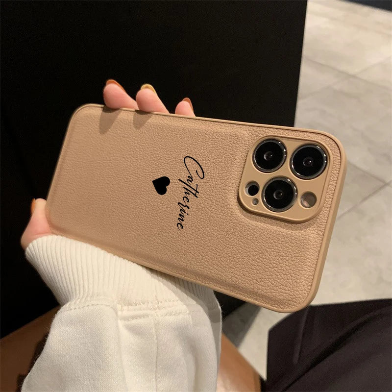 15 16 17 18Pro Max Case DIY Name Personalised Customized Leather Luxury Cover For iPhone 11 12 13 14 15 16 17 Air 18Pro Max Gift