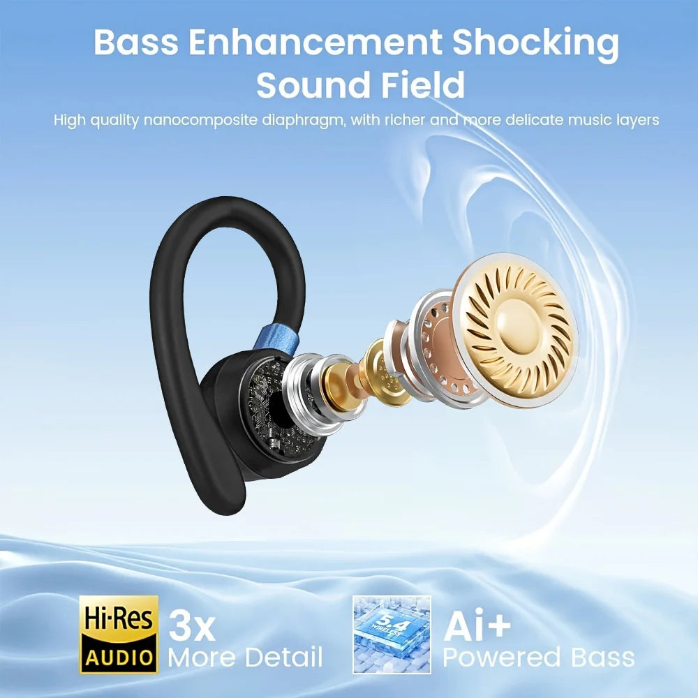TWS Bluetooth Headphones, Dual Microphones, ENC Noise Cancellation, Touch Volume Control, Ultra-Long Battery Life