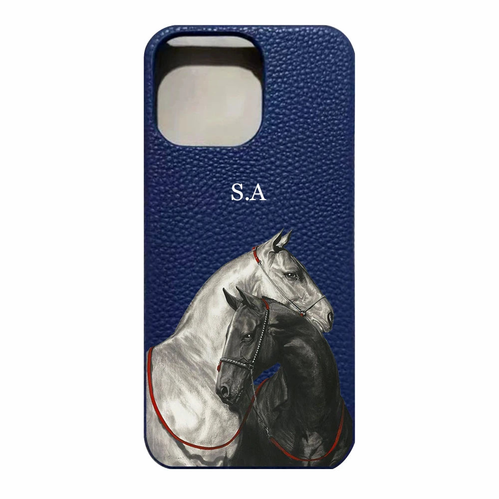 Personalise Initial Letters Leather PU Soft leather Case For Iphone 17 13 15 Pro Xs Max 12 Mini 11 XR 16 Plus Luxury Covers