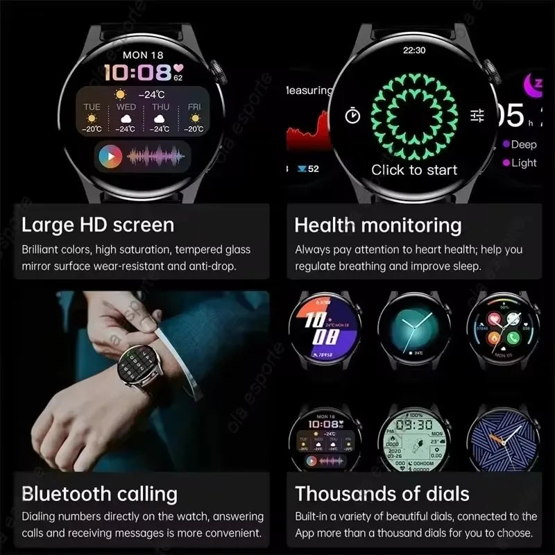 2026 New For Android ios Smart Watch Men HD AMOLED Screen GPS Motion trajectory Heart Rate Bluetooth Calls SmartWatch Waterproof