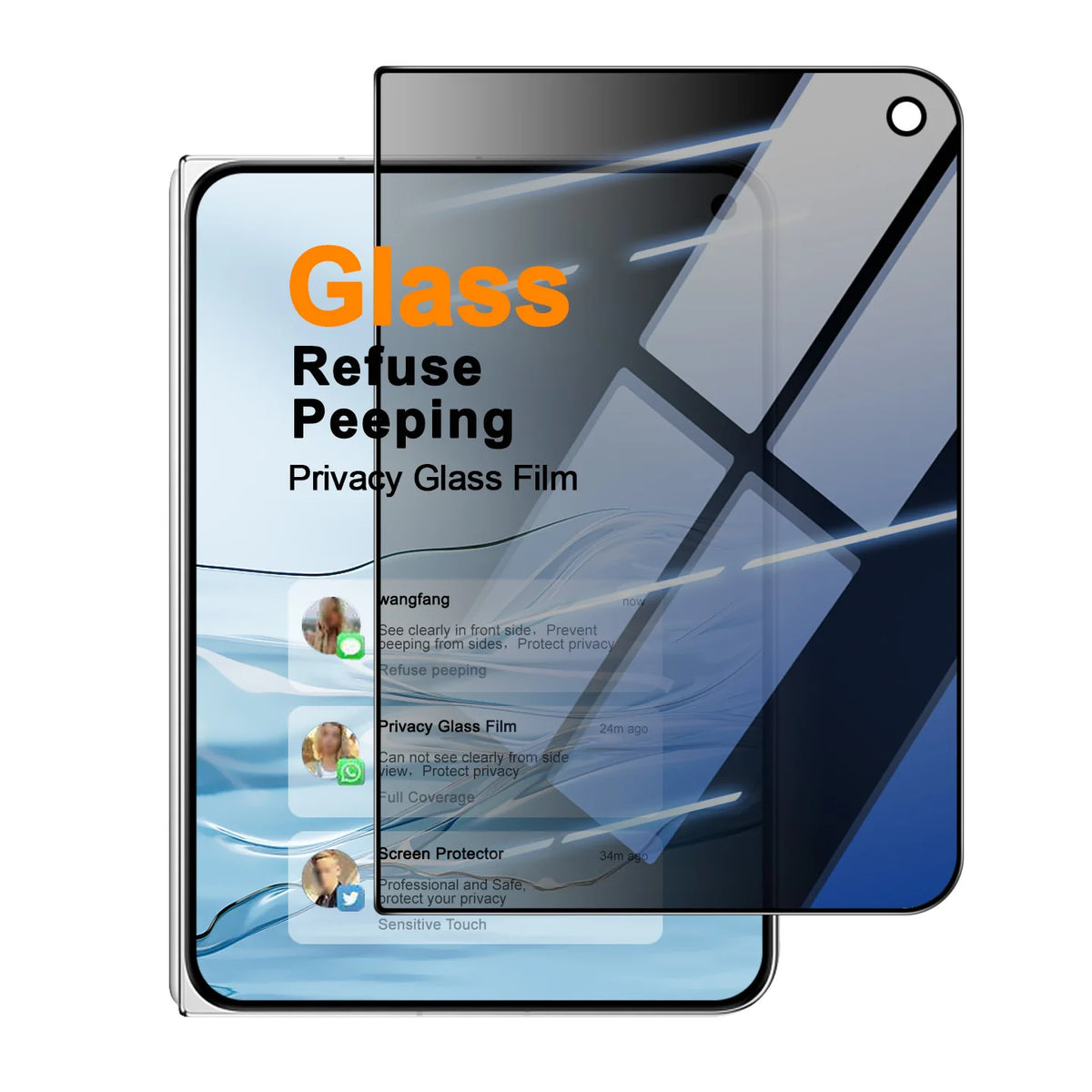Privacy Tempered Glass For iPhone Duo Fold Protector Film Anti Spy Full Screen Coverage FM0010