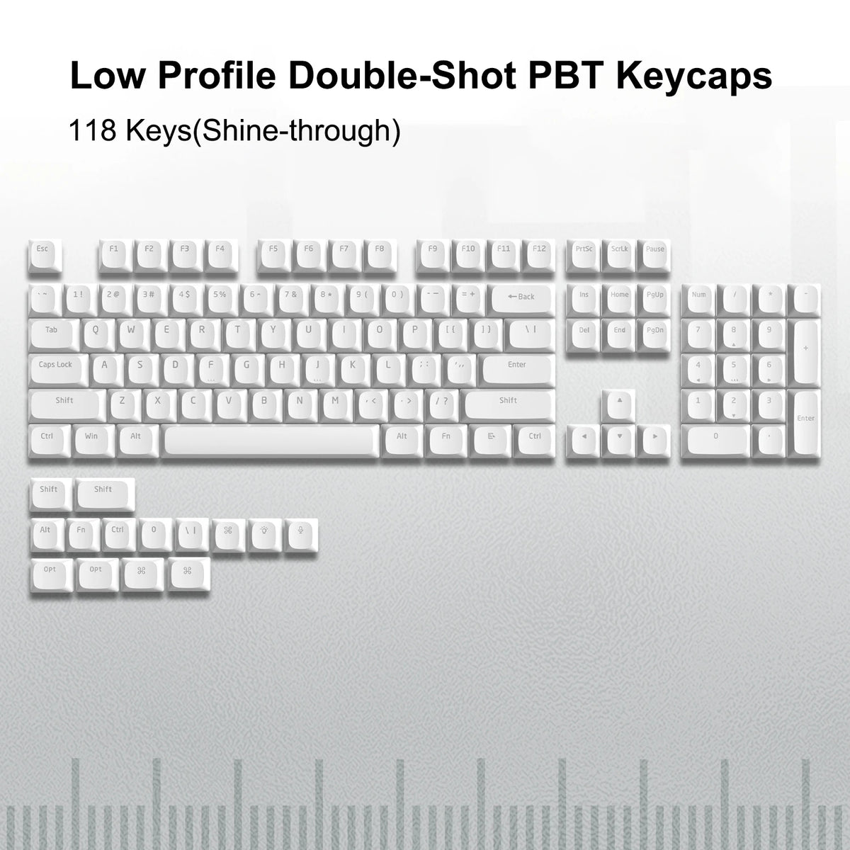 143 Key Low Profile PBT Keycaps Backlit Shine Through RGB Key cap for 60% 61/87/104 Cherry Gateron MX Gamer Mechanical Keyboard