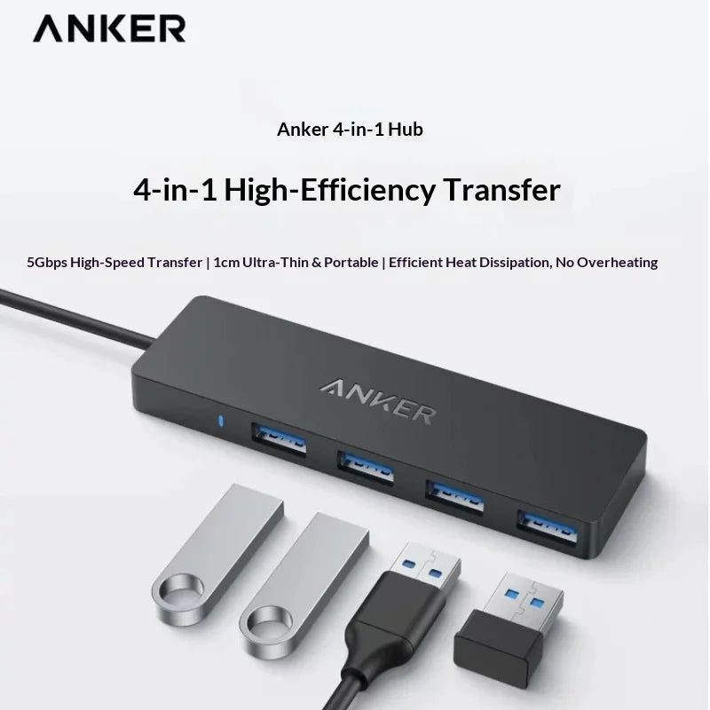 New Anker Usb C Hub 4 Port Usb 3 1 Gen 1 5gbps High Speed Data Transfer Slim Portable Expansion Dock For Laptop Pc Computer