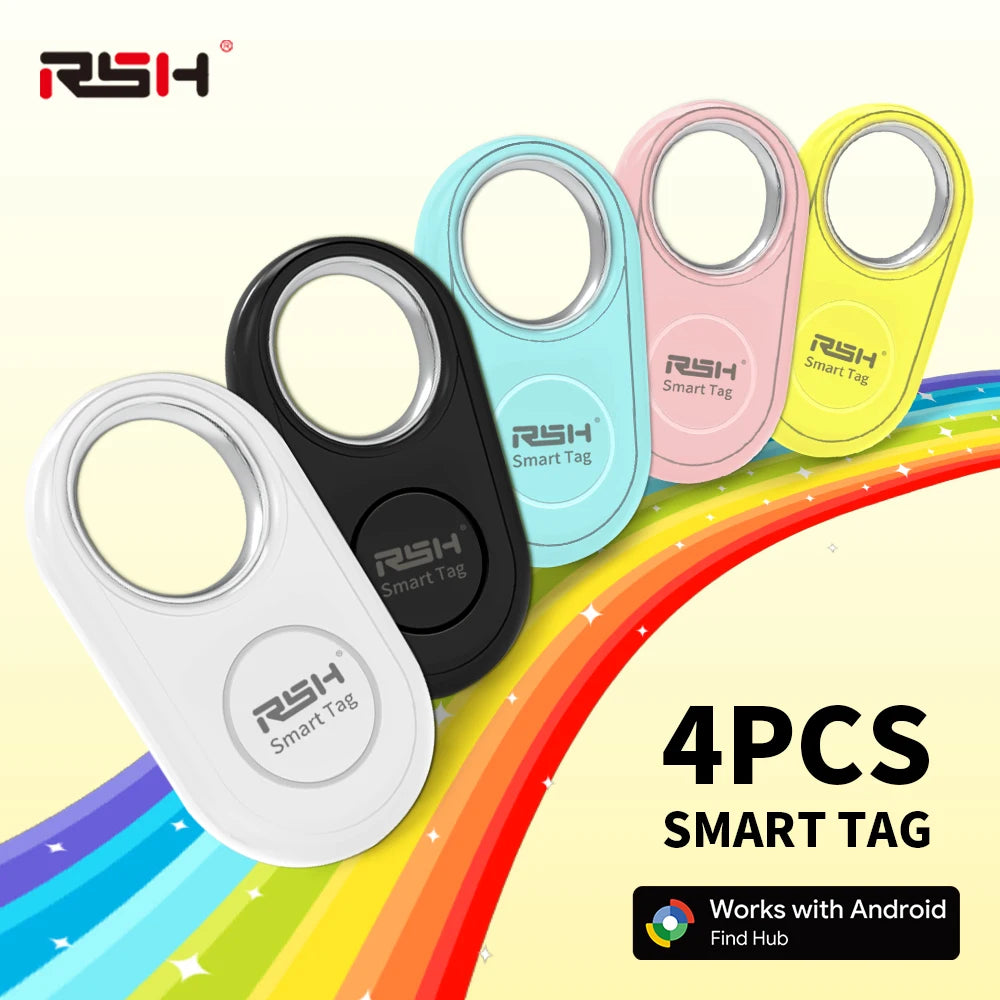 RSH 4PCS GPS Tracker for Samsung Global Finder Work with Android Google's Find Hub Anti-loss Alerts Smart Tag Sound Fast Locator