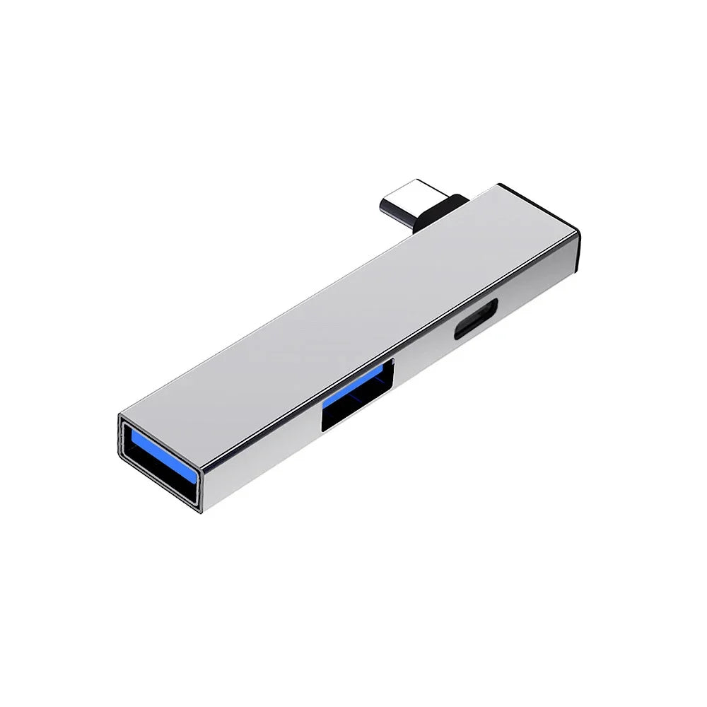 4 in 1 Compactly Aluminum USB C Hub USB3.0 Hub Type C to Type C and Double USB Port Hub for Versatile Devices Connectivity