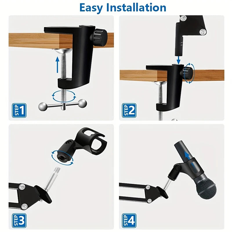 Desk Microphone Support Articulated Arm Microphone Stand Microfno Bracket Mount Mic Holder for Blue Yeti HyperX QuadCast Fifine