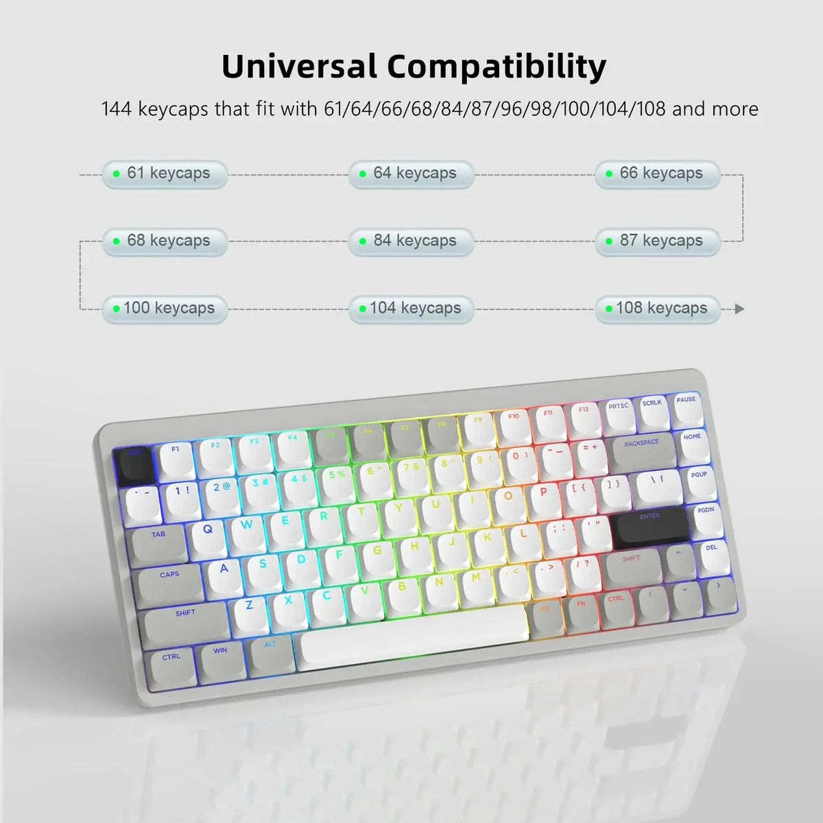 143 Key Low Profile PBT Keycaps Backlit Shine Through RGB Key cap for 60% 61/87/104 Cherry Gateron MX Gamer Mechanical Keyboard