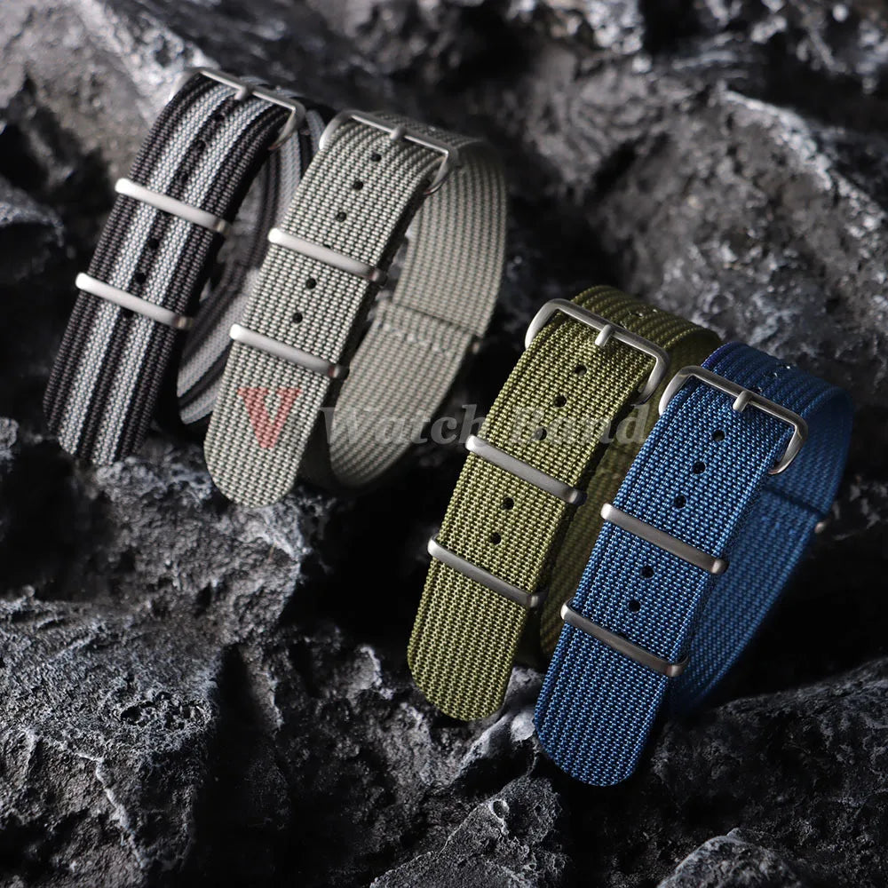 18/19/20/22mm Matte Buckle High Quality Fabric Watchband Woven Nylon Watch Strap One Piece Weave Watch Band for Omega for Seiko