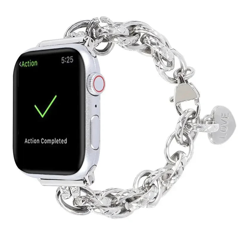 Metal Strap for Apple Watch Ultra 49mm 41mm 45mm 40mm 44mm 38 40 Love Chain Design Women Bands for iWatch 9 8 7 SE 6 5 4 3 2 1