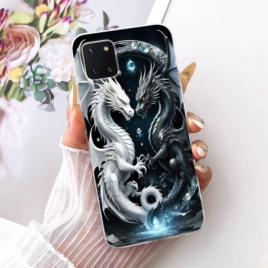 For Samsung Galaxy Note 10 Lite Case SM-N770F Luxury Flowers Painted Cover Soft Silicone Case For Samsung S10 Lite SM-G770F Bags