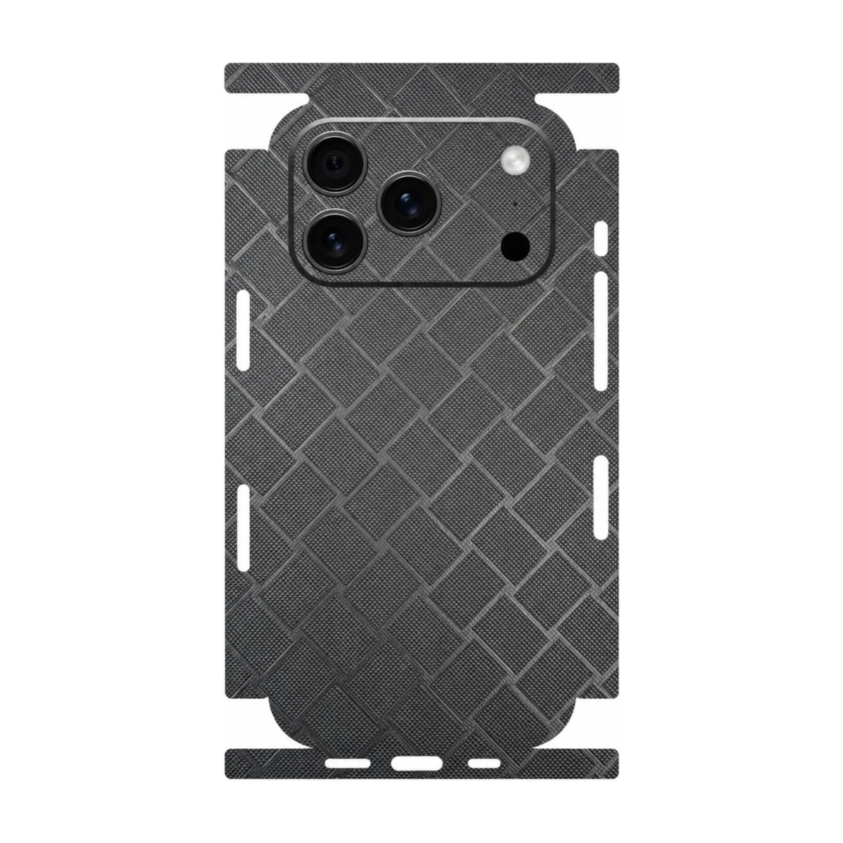 Diamond Texture Leather Back Skin for iPhone 17 16 15 14 13 Series Full Wrap Edge Rear Protective Film Sticker