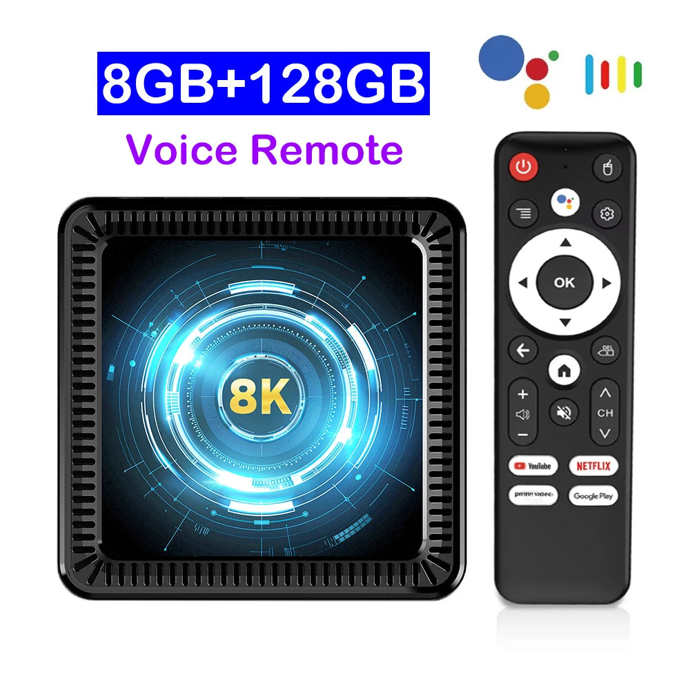 2026 Android 16 Q19 8K Smart TV Box Ram 4GB 8GB Rom 128GB 256GB Google Assistant Bluetooth 6.0 Wifi6 Streaming Media Player Fast