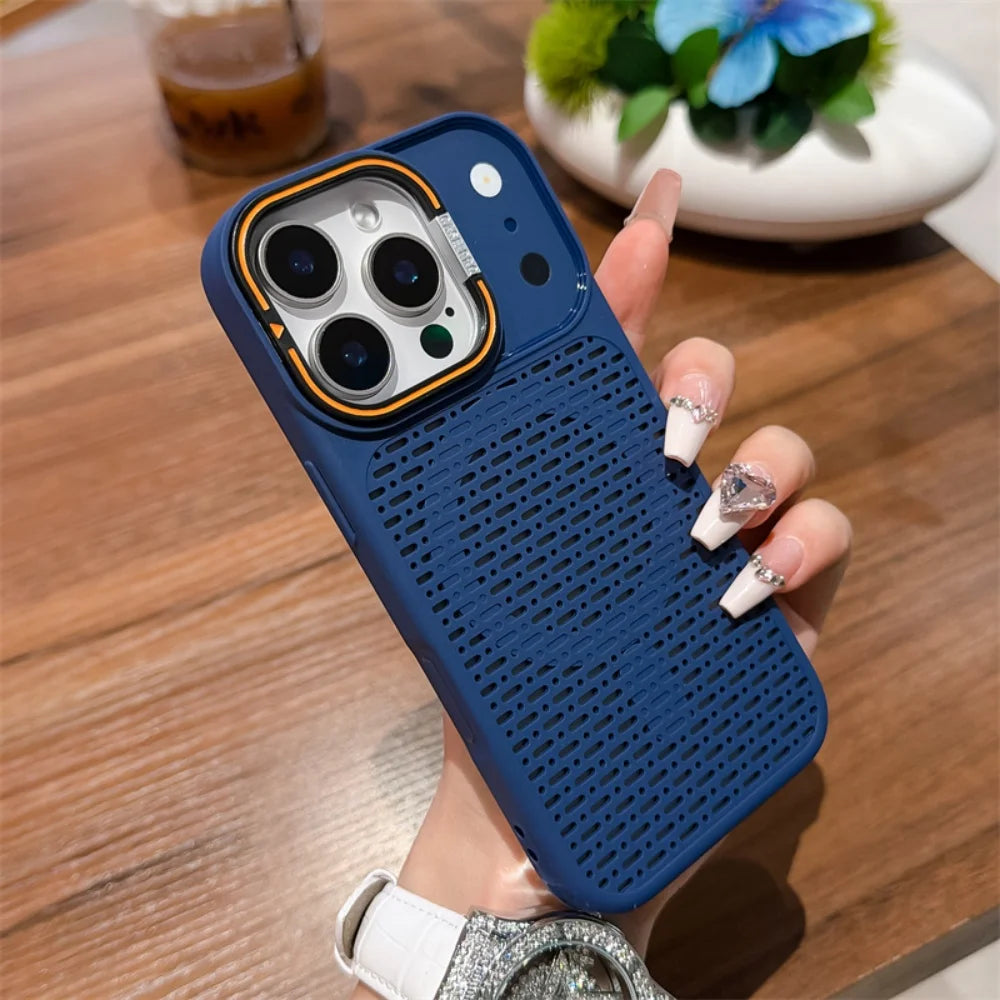 For Magsafe Magnetic Heat Dissipation Lens Holder Case For iPhone 17 16 15 14 Plus 13 12 11 Pro Max Frosted Bracket Bumper Cover