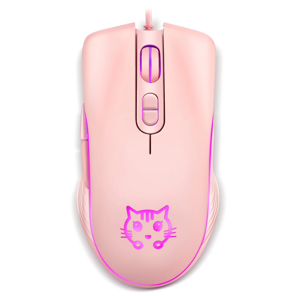 Lenovo Wired USB Gaming MouseGaming Mouse Purple Cat Mouse USB Mouse Ergonomic Mouse Braided Cable Gold-Plated USB Connector