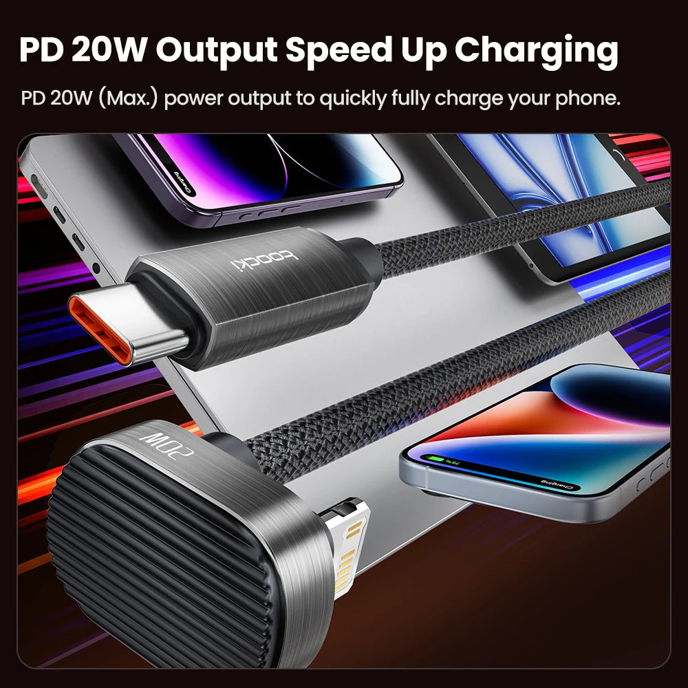 Toocki 180 degree USB C to Lightning Cable for iPhone 14 13 12 Pro Max PD 20W Fast Charging Lightning Cable 90 Degree Gaming