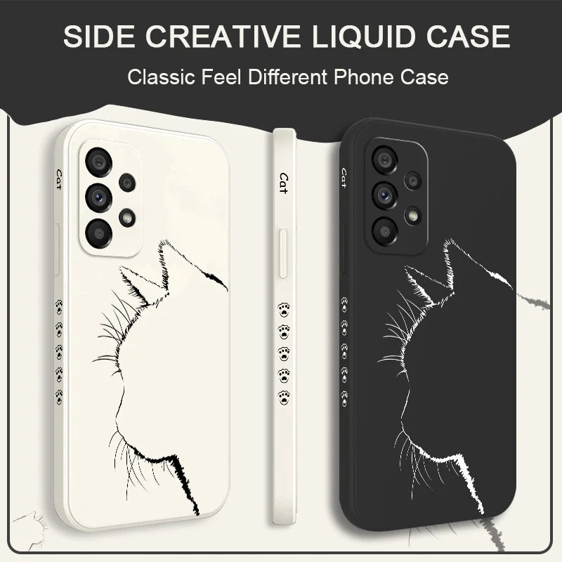 Cute Pretty Cat Case For Samsung Galaxy A73 A53 A33 A23 A13 A03 A72 A52 A52S A32 A22 A12 A02 A02S A71 A51 A31 A21S 4G 5G Cover