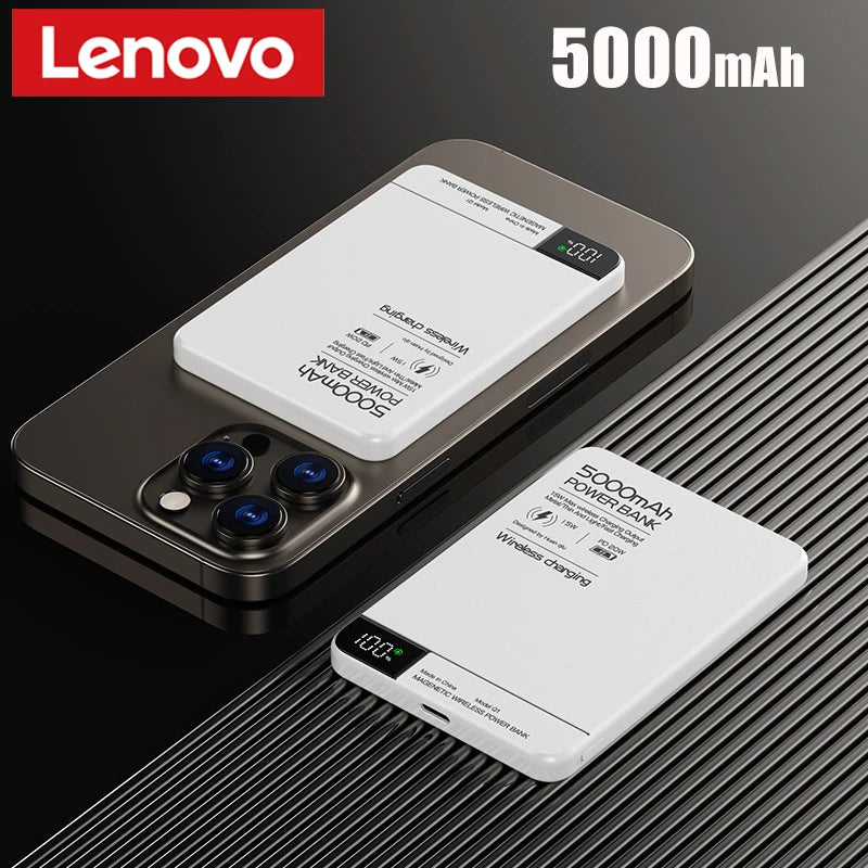 Lenovo Magnetic Power Bank 500000mAh Wireless Super Fast Charging External Battery for Magsafe Powerbank for iPhone 17/16/15/14