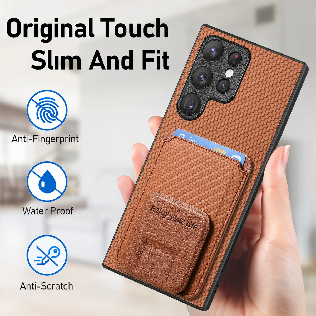 Foldable Kickstand Cards Solt Wallet Case For Samsung Galaxy S24 Ultra S23 S22 Plus S21 FE A14 A24 A34 A54 A15 A05 A55 A35 Bag