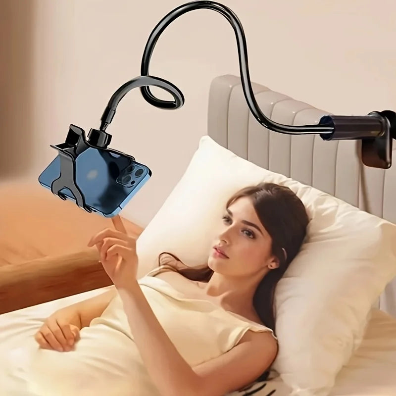 Lazy Phone Holder, Flexible Gooseneck Bed Clamp Stand, 360 Rotatable Cellphone Bracket Mount for Travel Office Live